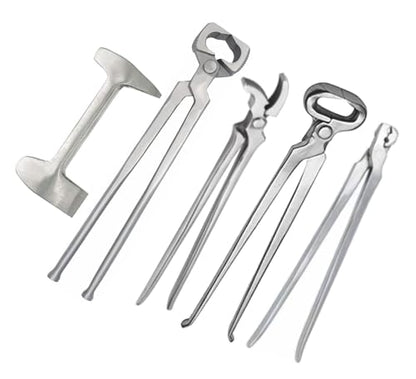 Farrier Horse Hoof Care Tool Kit – Professional Hoof Nippers, Nail Puller, Hoof Clincher, Buffer & Shoe Puller – Heavy Duty Equine Trimming & Shoeing Tools for Horses