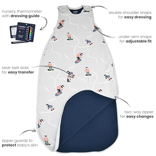 Woolino 4 Season Ultimate Baby Sleep Sack – Merino Wool Baby Sleeping Bag, Organic Cotton Outer, Temperature Regulating Wearable Blanket, All Season, 2 Months–2 Years - Indigo - color: Indigo