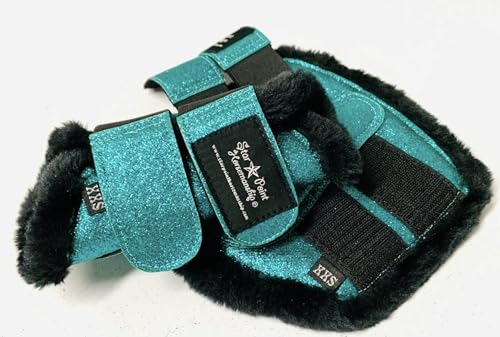 Star Point Horsemanship Mini-Pony Brushing Boots - color: Teal Sparkle