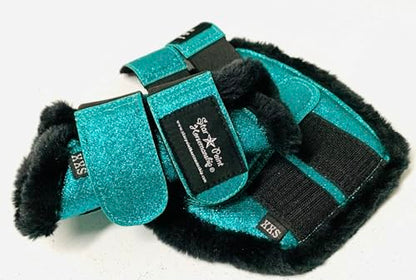 Star Point Horsemanship Mini-Pony Brushing Boots - color: Teal Sparkle