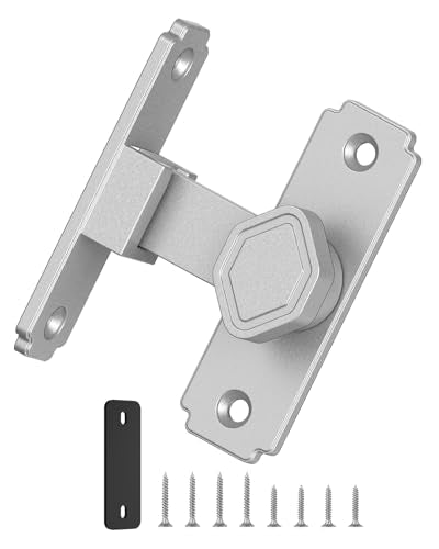 90 Degree Barn Door Lock, Rustproof Sliding Gate Latch, Silver 1Pc - color: Silver-1PC