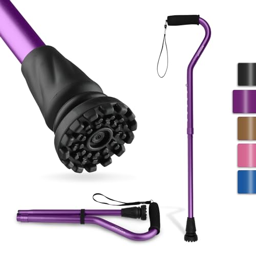 GPTCAMP Offset Walking Cane for Men & Women with Anti-Slip Tip | Foldable & Adjustable 31.5"-36.4", Supports 250 Lbs, Provides Balance for Seniors, Adults & Leg Surgery Recovery - color: -Purple