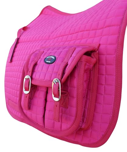 Horse English Quilted All-Purpose Saddle Pad Hot Pink w/ Pockets 72123