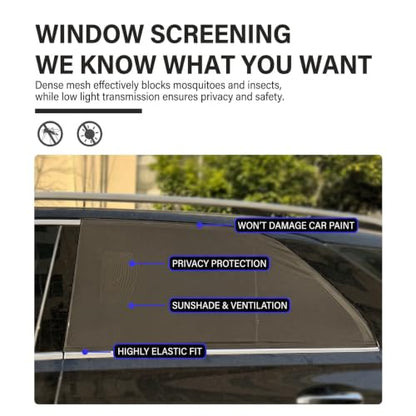 2 Pack Stretchy Mesh Car Rear Side Window Shades, Bug UV Protection Mosquito Net, Breathable Blackout Privacy Baby Car Window Screens, Universal 95% Cars SUVs Camping Accessories - size: Rear Side Window Shade