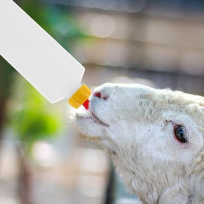 DOITOOL 5Pcs Goat Feeding Bottles 400ml Goat Nipple and Bottles Set Baby Goat Supplies for Small Animal Milk Feeder, for Farm Livestock Feeding