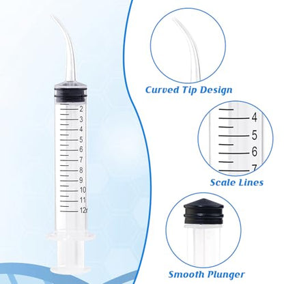 Wisdom Teeth Syringe,12ml Dental Irrigation Syringe (10 Pack) - style: Curved Tip 10 Pack
