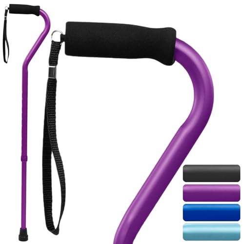 Vive Offset Walking Cane with Comfort-Foam Handle - for Women, Men, Seniors - Lightweight & Adjustable Single Point Walking Stick with a Non-Slip Tip for Stability, Balance, & Support - color: Purple