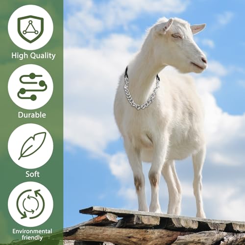 Misdary 2 Pcs Goat Show Collars Adjustable 14" Chain, 14'', Black, Brown - color: Black, Brown
