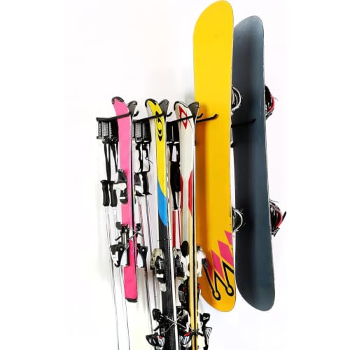 Ultrawall 24-Inch Wall Mounted Ski Rack, Holds Up to 300lbs, Powder-Coated Steel with Rubber Coating, Customizable Spacing, Easy Installation