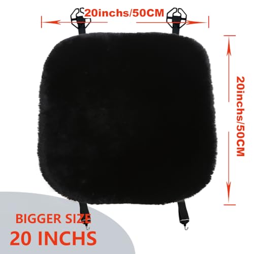 2 Pack Black Fuzzy Sheepskin Car Seat Covers for Soft Genuine Wool Cushion - color: Black