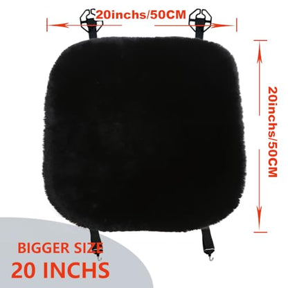 2 Pack Black Fuzzy Sheepskin Car Seat Covers for Soft Genuine Wool Cushion - color: Black