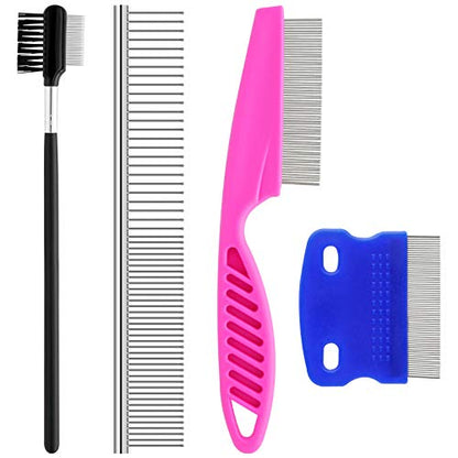 GUBCUB Pets Grooming Comb Kit for Small Dogs Puppies For Tear Stain Remover, 2-in-1 with Round Teeth to Remove Knots Crust Mucus - style: Pet Combs