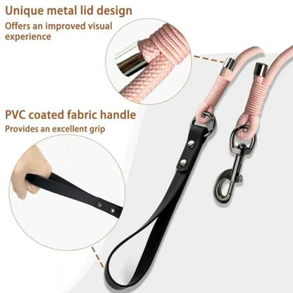 FOVRLZSE 5FT Heavy Duty Dog Leash for Large Medium Dogs, 440LBS Break Strength PVC Coated Non-Slip Handle, 360 Rotating Tangle-Free Buckle, Reinforced Waxed Rope for Walking Hiking Training, Pink - color: Pink
