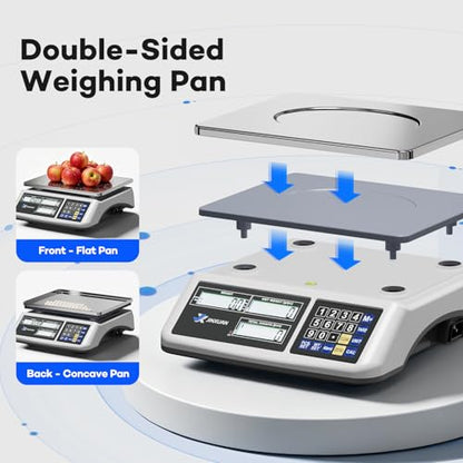 Counting Scale 88lb/40kg x 0.5g Industrial Scale lb/oz/g/kg Digital Parts Scale with Dual LCD Display, Rechargeable Inventory Scale for Small Parts Coins Pieces Tickets, Precision Gram Scale - style: 40kg x 0.5g with 3 Displays