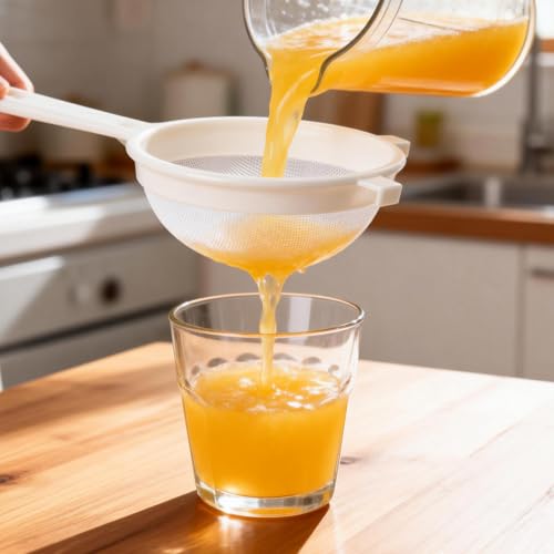 5Pcs Kefir Strainer Set, Plastic Nylon Mesh Strainers with Handle Double Ear Fine Mesh Colander Flour Sifter for Yogurt Baking Kitchen Kefir Tea Juice Pasta（5 Sizes）