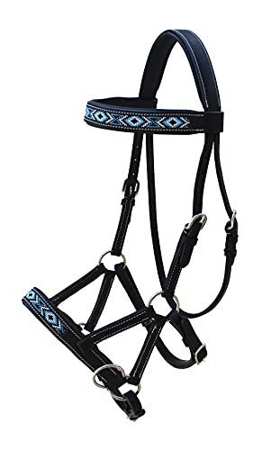 Horse Western English Leather Bitless Sidepull Bridle w/ Split Reins 77RS11 - color: Black