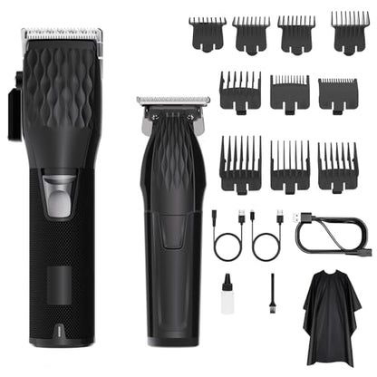 Professional Cordless Hair Clippers for Men & Trimmer Set, 240Min Runtime with LED Display, Quiet Haircut Kit for Men/Women/Kids w/6 Guide Combs, Barber Scissors, Cleaning Brush