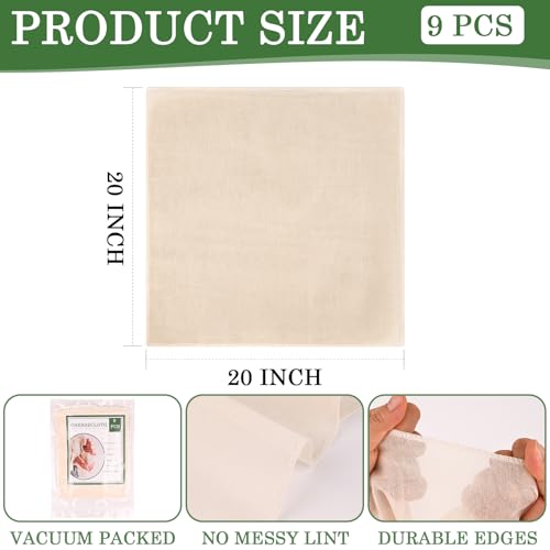 WMKGG 9 PCS Cheese Cloths, 20x20 Inch Cheesecloth Fine Mesh Cheesecloth - size: 9pcs 20"x20"Cheese Cloth