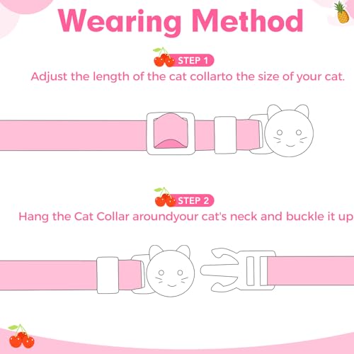 BINGPET Cat Collar Breakaway with Bell, Cute Kitten Collar - color: Fruit-3pcs