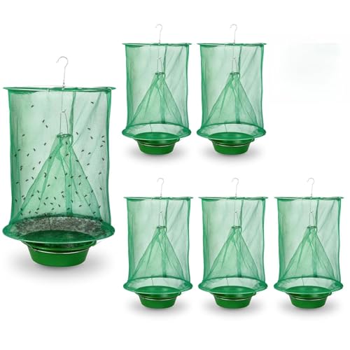 6 Pack Reusable Ranch Fly Traps Outdoor Hanging Fly Cage - size: 6 pack