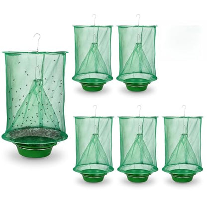 6 Pack Reusable Ranch Fly Traps Outdoor Hanging Fly Cage - size: 6 pack