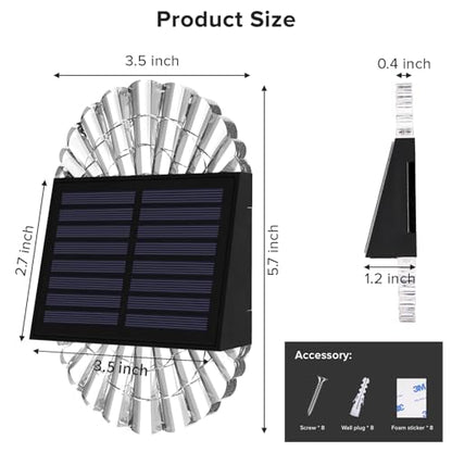Deck Post ights, 4 Pack Fence Solar Lights, Solar Fence Lights Outdoor Waterproof Led for Garden, Yard, Outdoor, Patio Decor, Warm White