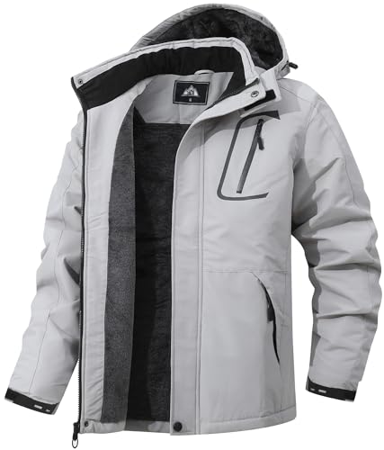 Men's Mountain Winter Coat - color: Light Gray, size: Large