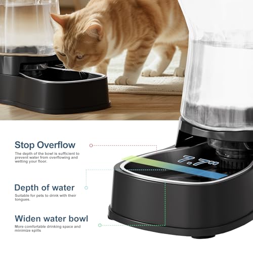 Automatic Dog Water Dispenser, Stainless Steel Bowls Feeder, 100% BPA-Free - color: Dark, size: 1 Gallon