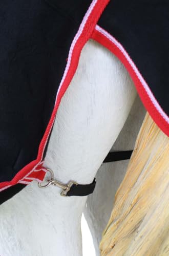 72" Horse Sheet Polar Soft Fleece Cooler Exercise Blanket Liner Contoured 4385N - color: Black / Red-White Trim, size: 72 inches