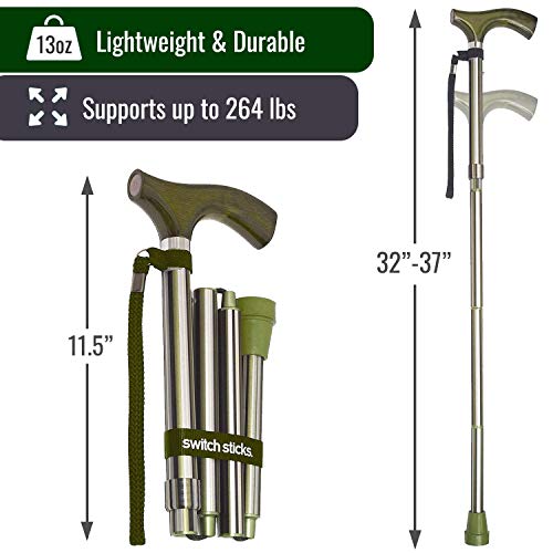 Switch Sticks Folding Walking Cane For Women & Men - color: Huntington