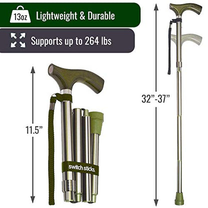 Switch Sticks Folding Walking Cane For Women & Men - color: Huntington
