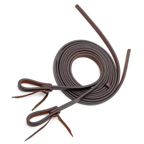 Jeffers Equine LuxeLeather Heavy Oiled Western Leather Horse Reins – Split, Laced & Roping Styles with Tie or Snap Ends for Riding & Training - size: 5/8" x 8'