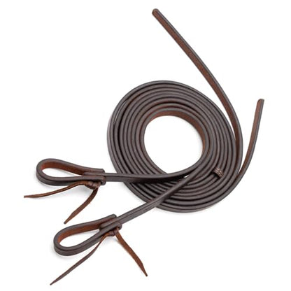 Jeffers Equine LuxeLeather Heavy Oiled Western Leather Horse Reins – Split, Laced & Roping Styles with Tie or Snap Ends for Riding & Training - size: 5/8" x 8'