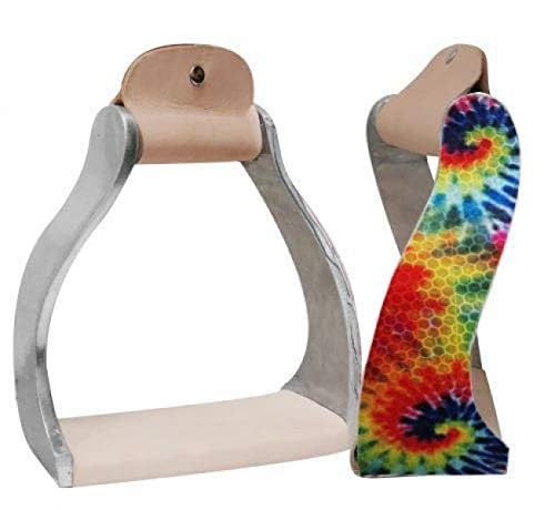 Showman Lightweight Twisted Angled Aluminum Stirrups w/Shimmering Tie Dye Print