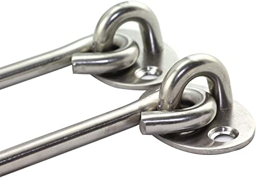 4 Inch Cabin Hook Eye Latch Wind-Proof Lock Shed Stainless Steel Gate Door Window Safety Stopper Silent Holders Catch Lock with Mounting Screws - size: 4 Inch