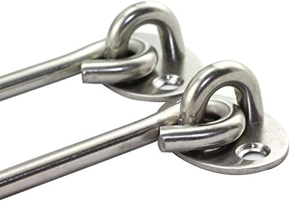 4 Inch Cabin Hook Eye Latch Wind-Proof Lock Shed Stainless Steel Gate Door Window Safety Stopper Silent Holders Catch Lock with Mounting Screws - size: 4 Inch