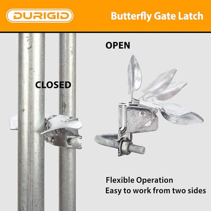 1-3/8" Gate Frames and 2-3/8" Gate Posts Chain Link Gate Latch, Heavy Duty Fence Gate Latch for Chain Link Fence, Galvanized Butterfly Latch with Padlock for Farm Fence, Metal Gates, 1 Pack
