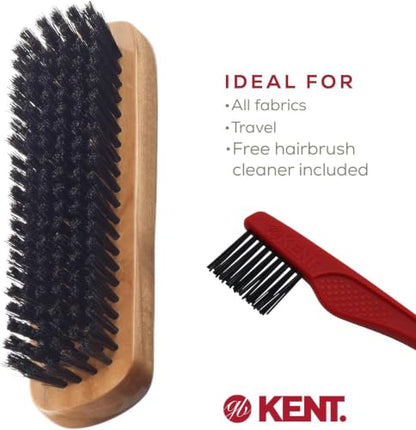 Kent CC2 Finest 100% Handcrafted Clothes Brush: Black Boar Bristle & Nylon Mix with Cherrywood Handle - Travel-Size Lint/Fuzz Remover for Cashmere, Wool, Silk; Suede Brush & Pet Hair Lint Roller - style: CC2