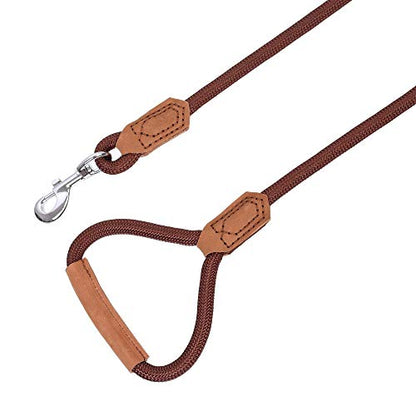 Mile High Life Dog Leash with Genuine Leather-Wrapped Ends/Handle, 4/5/6FT - color: Dark Brown, size: 48 Inch-1/2"