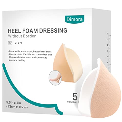 Dimora Heel Foam Dressing, Non-Adhesive Hydrophilic Pads, Highly Absorbent 5.5 x 4 in Pack of 5 Waterproof Dressing for Wound Care - size: 5.5“x4" 5 packs