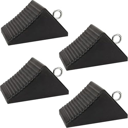 AFA Tooling 4T Rubber Wheel Chocks, 4 Pack, Two Pairs & Tie-Off Eyebolts - color: 4 Pack Large w/Eyebolt