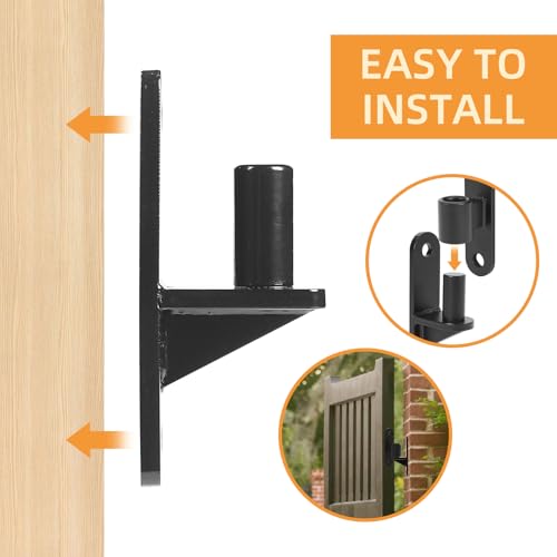 Wall Mount Gate Hinges, 4 Pairs Heavy Duty Fence Gate Hinges 5/8'' Pin Fence Post Hinge Set for Wooden or Concrete Fence Gate (Black, Screws Included) - color: Black-4 Pairs