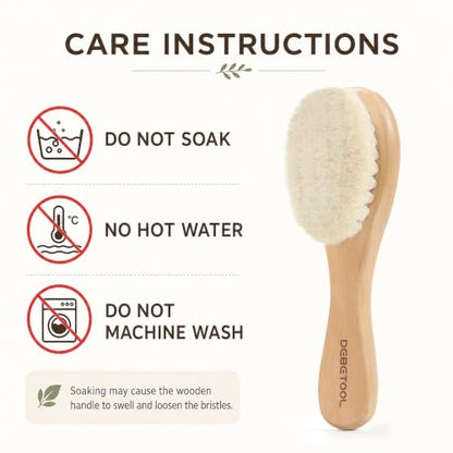 DEBETOOL 3-Piece Cradle Cap Brush Set with Comb & Baby Hair Brush | Natural Wooden Baby Brush Kit for Newborn & Infant Gentle Scalp Care
