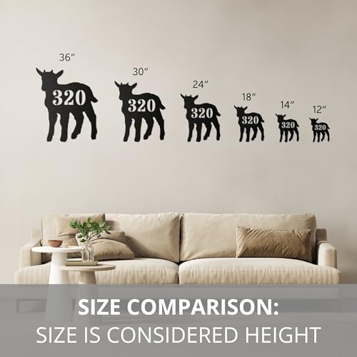 Personalized Pygmy Goat Address House Number Sign Farm Metal Wall Art, Custom Family Name Silhouette Plaque Monogram Sculpture Hanging Farmhouse Decor Housewarming Gift