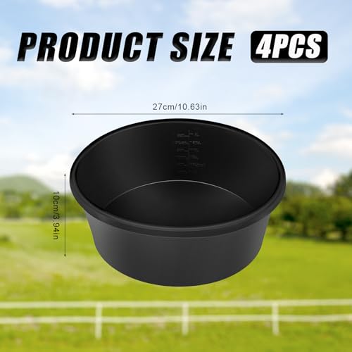 Gosknor 4pcs Rubber Feed Pan, 10.63x3.94in 4 Quart Horse Feed Bucket Chicken Dust Bath Tub Dog Bowl Multi-Use Livestock Feeder for Pig Goats Small Animals Feeding Container