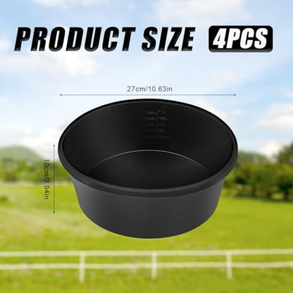 Gosknor 4pcs Rubber Feed Pan, 10.63x3.94in 4 Quart Horse Feed Bucket Chicken Dust Bath Tub Dog Bowl Multi-Use Livestock Feeder for Pig Goats Small Animals Feeding Container