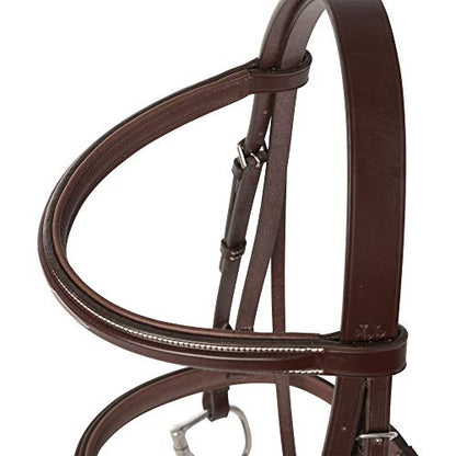 Huntley Equestrian Fancy Stitched Sedgwick Leather English Bridle and Reins - color: Sedgwick Australian Nut, size: Medium Pony