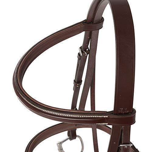 Huntley Equestrian Fancy Stitched Sedgwick Leather English Bridle and Reins - color: Sedgwick Australian Nut, size: Cob
