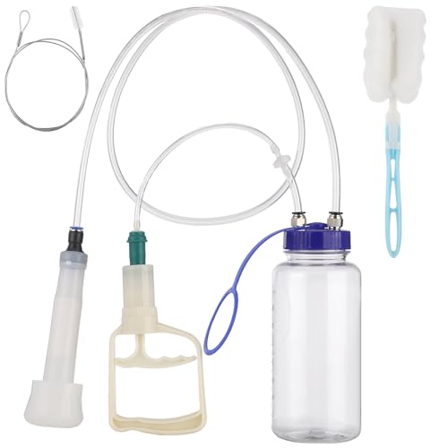 Goat Milker Hand Pump,Manual Milking Machine for Cattle & Sheep Cows,Portable Machine Farm Supplies Equipment Milker with 12.2 in Short Tube & 48.43 in Long Tube, 33.82 fl oz Collection Bottle