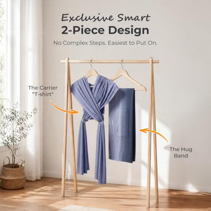 Momcozy Baby Wrap Carrier, Easy-On 2-Piece Design, Newborn to 33 lb - color: Gradient Blue
